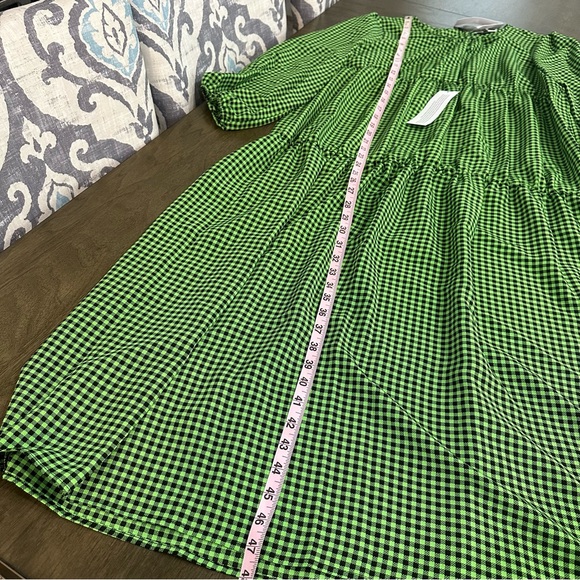 NWT Topshop Gingham Smocked Long Sleeve Maternity Midi Dress Green & Black Sz 4 - Picture 13 of 15